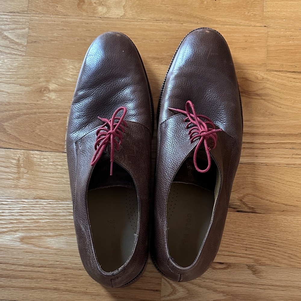 Cole Haan Brown Leather Oxfords with Red Laces